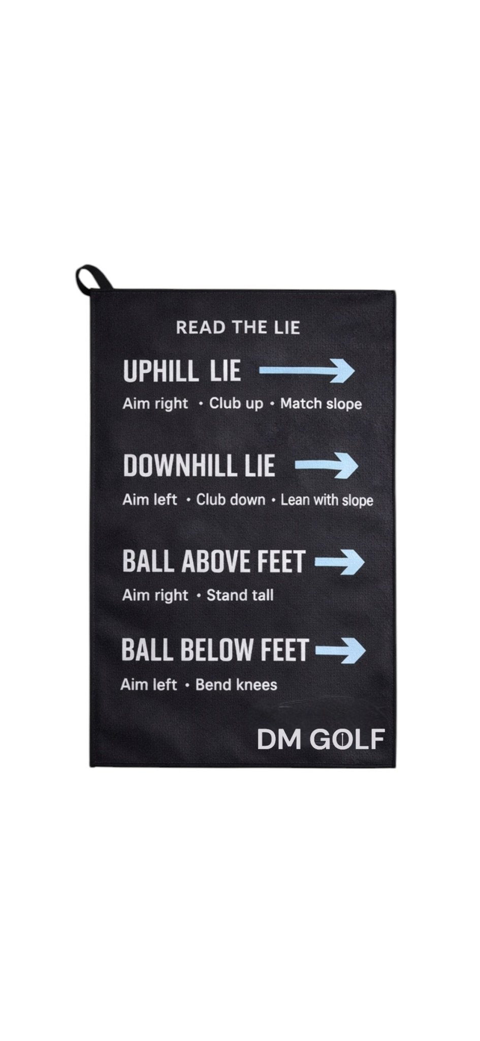 Golf Towel with Lie Tips, Black