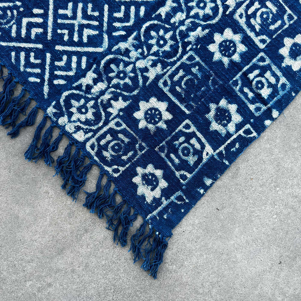 Handmade Indigo Throw, Desi Stripes, 170 x 120cm
