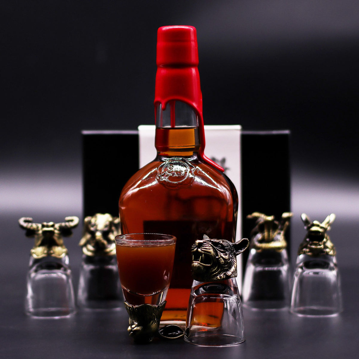 Set of Six Mystical Creatures Shot Glasses, Antique Bronze Effect, 50ml