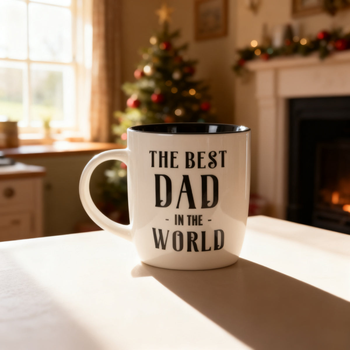 Best Dad in the World Mug in a styled home setting