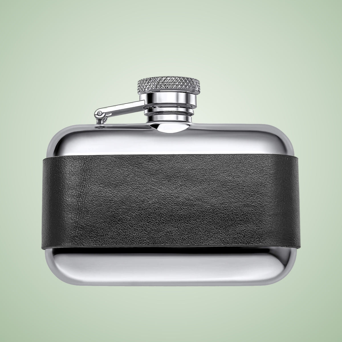 Black Leather 3oz Stainless Steel Hip Flask