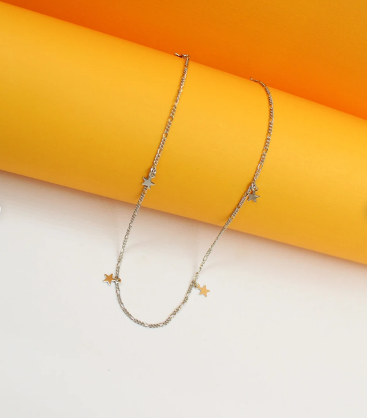 18K Rhodium Filled Star Dangle Necklace-0