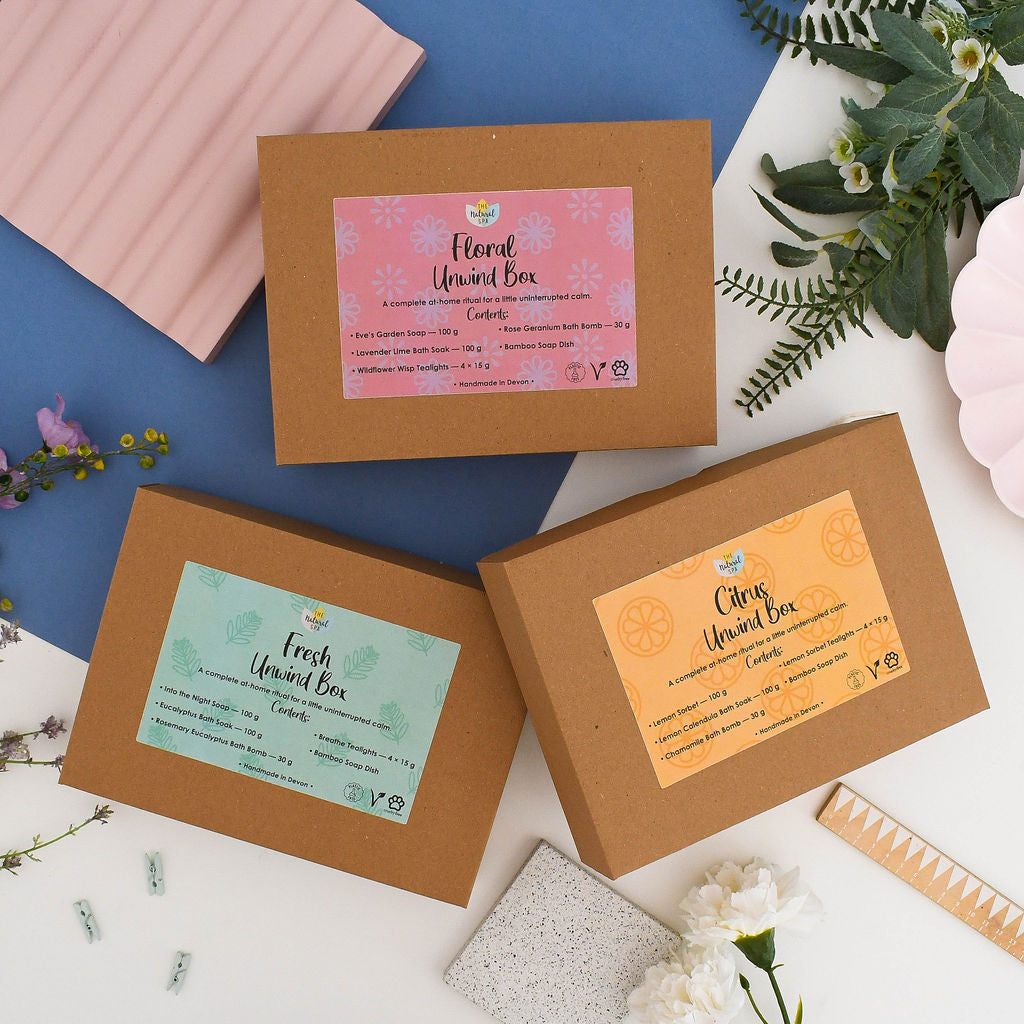 Floral Self Care Gift Box with Bath Bomb and Tealights