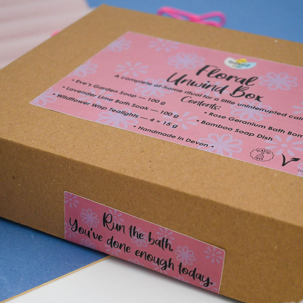 Floral Self Care Gift Box with Bath Bomb and Tealights