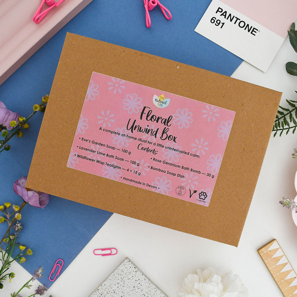 Floral Self Care Gift Box with Bath Bomb and Tealights