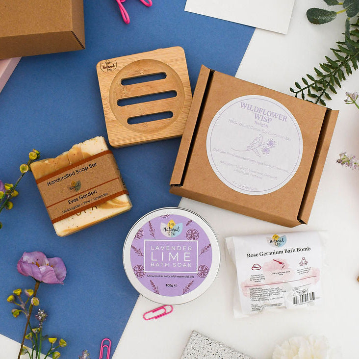 Floral Self Care Gift Box with Bath Bomb and Tealights