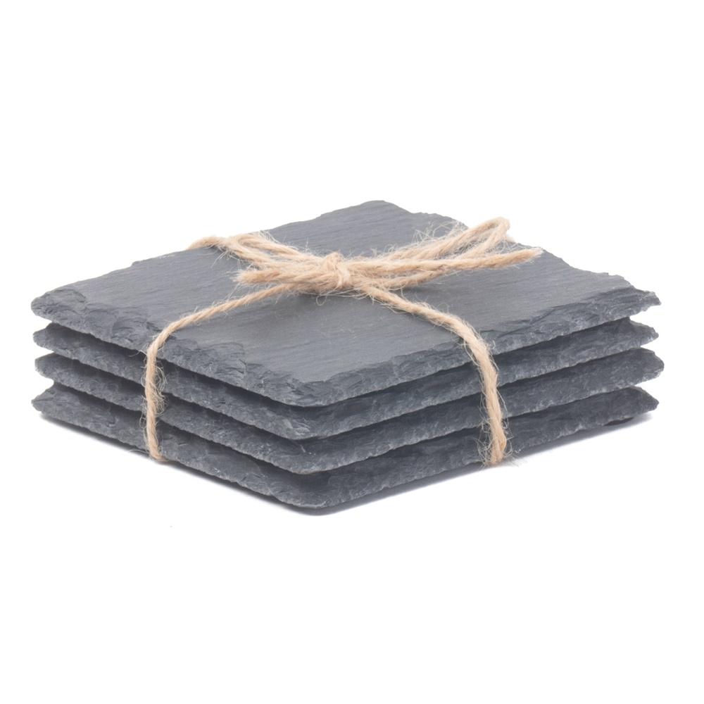 Set of 4 Square Slate Drinks Coasters