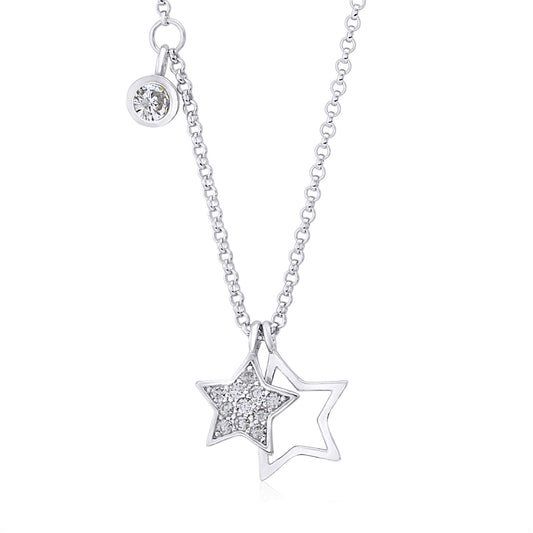 Double Star Charm Pendant Necklace-0