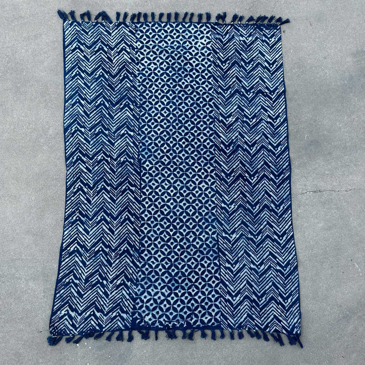 Handmade Indigo Throw, Namoona Waves, 170 x 120cm