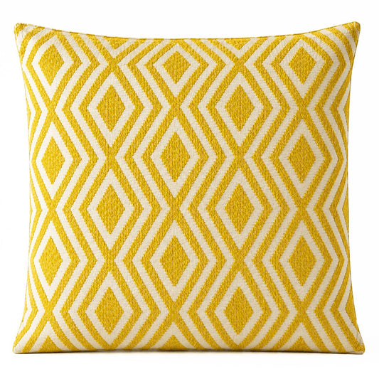 Mustard Diamonds Cotton Cushion Cover, 60 x 60cm