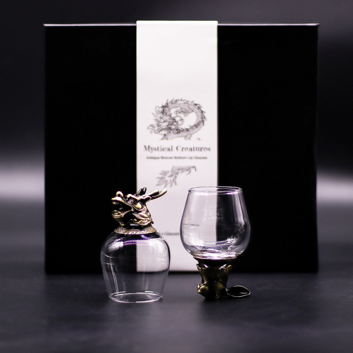 Set of Six Mystical Creatures Glasses, Antique Bronze Effect, 100ml