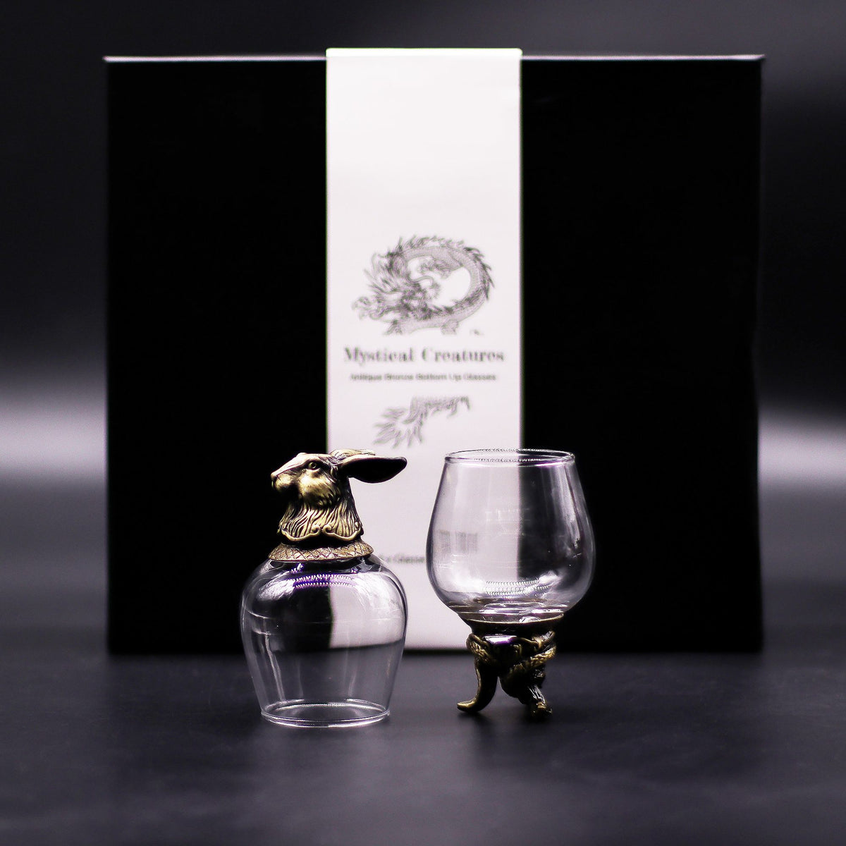 Set of Six Mystical Creatures Glasses, Antique Bronze Effect, 100ml