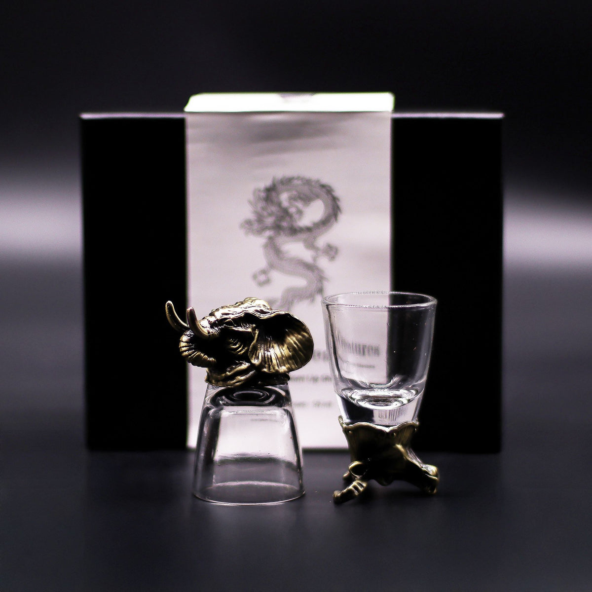 Set of Six Mystical Creatures Shot Glasses, Antique Bronze Effect, 50ml