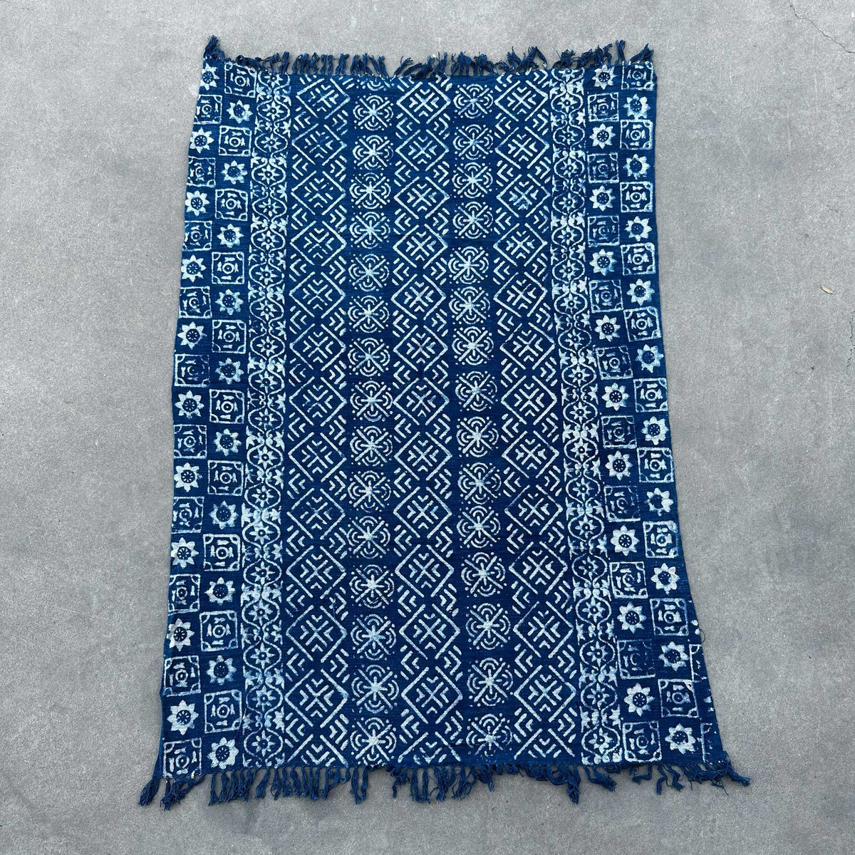 Handmade Indigo Throw, Desi Stripes, 170 x 120cm