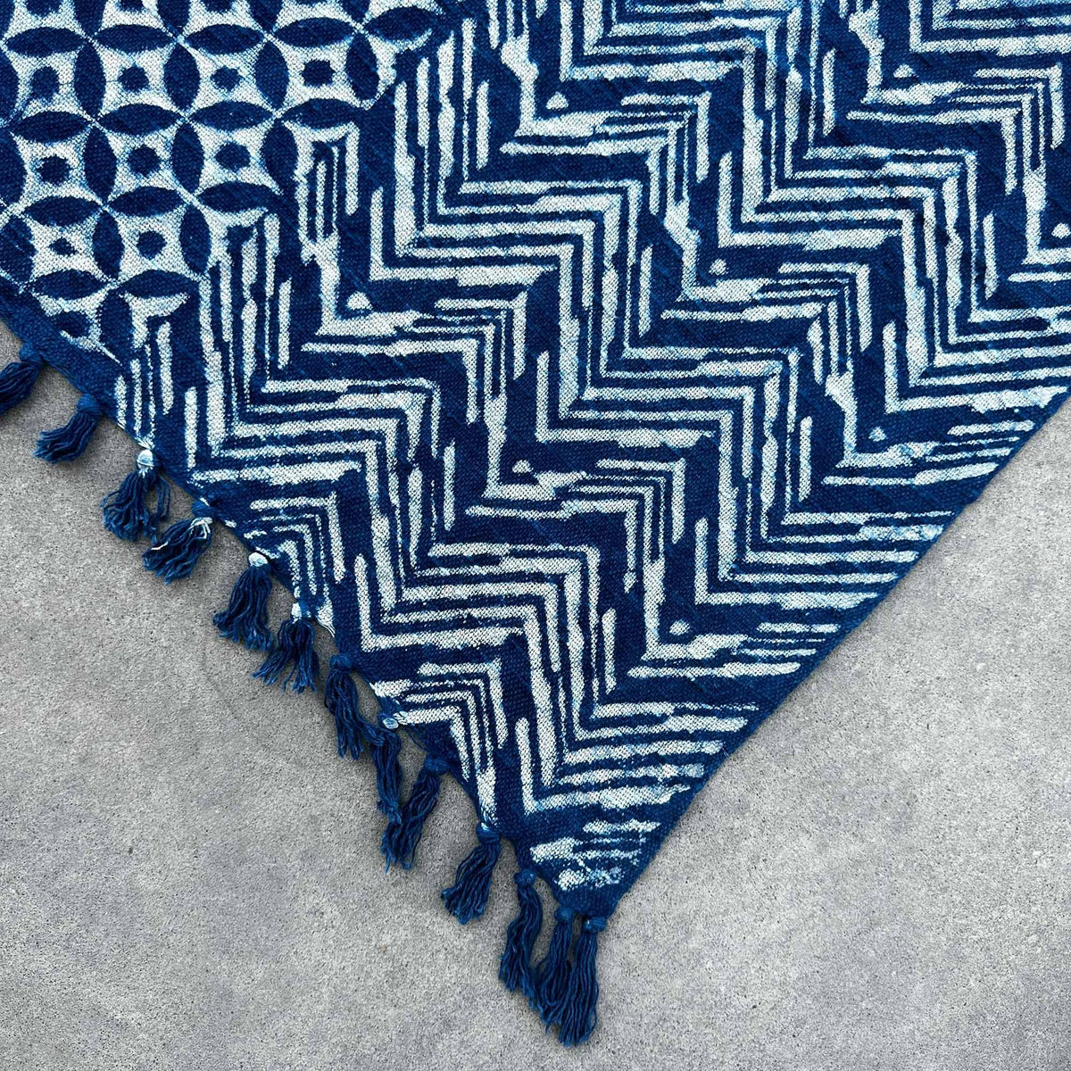 Handmade Indigo Throw, Namoona Waves, 170 x 120cm
