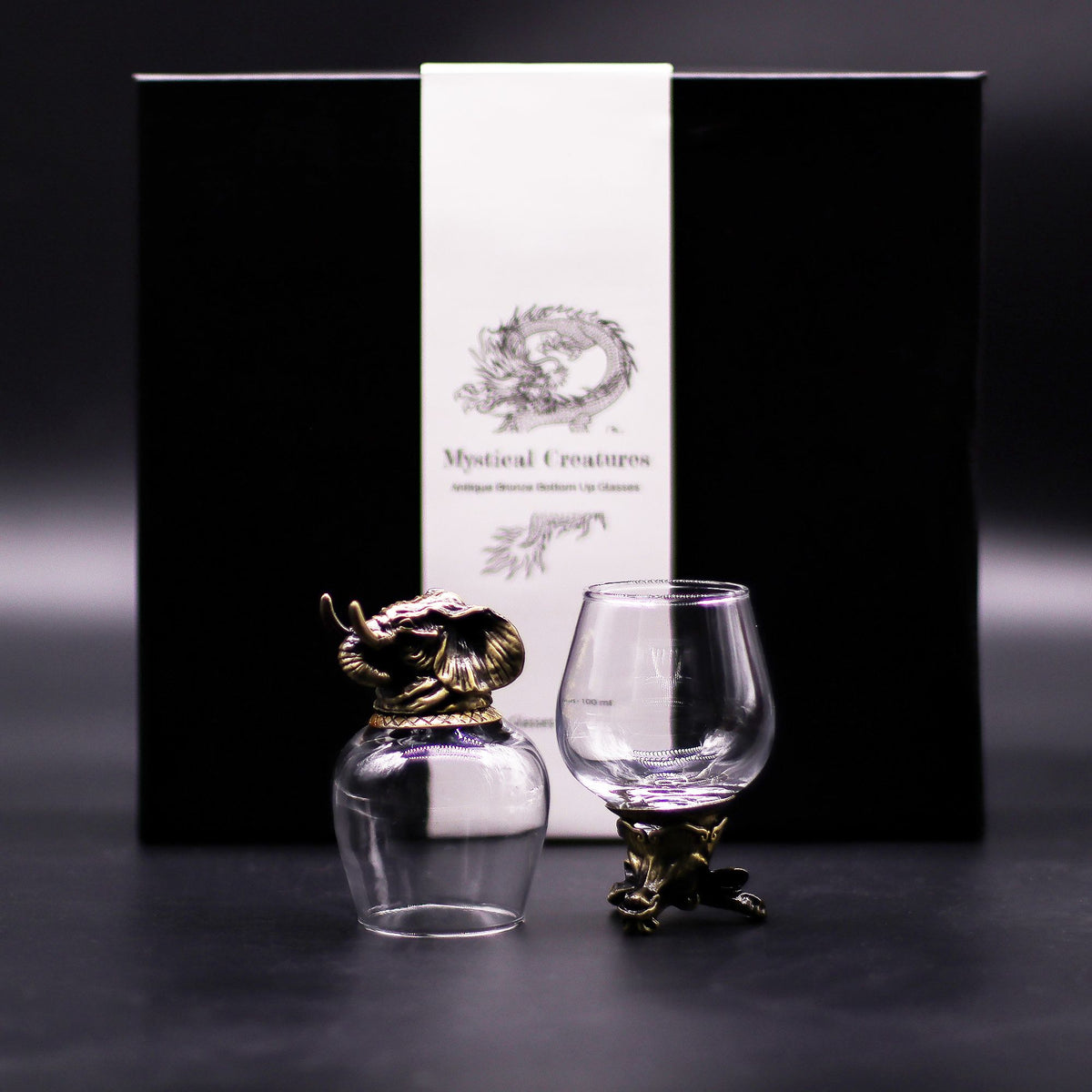 Set of Six Mystical Creatures Glasses, Antique Bronze Effect, 100ml