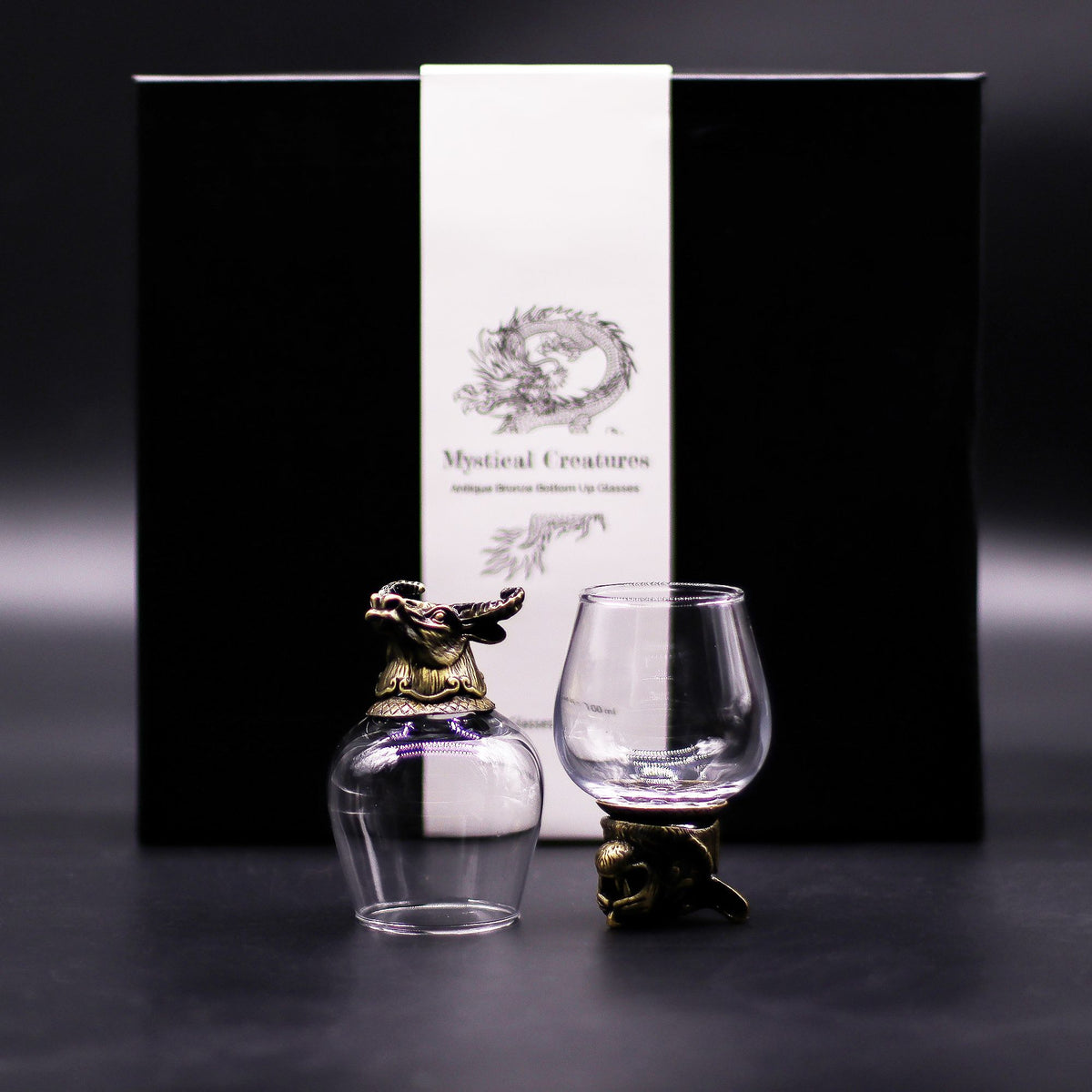 Set of Six Mystical Creatures Glasses, Antique Bronze Effect, 100ml