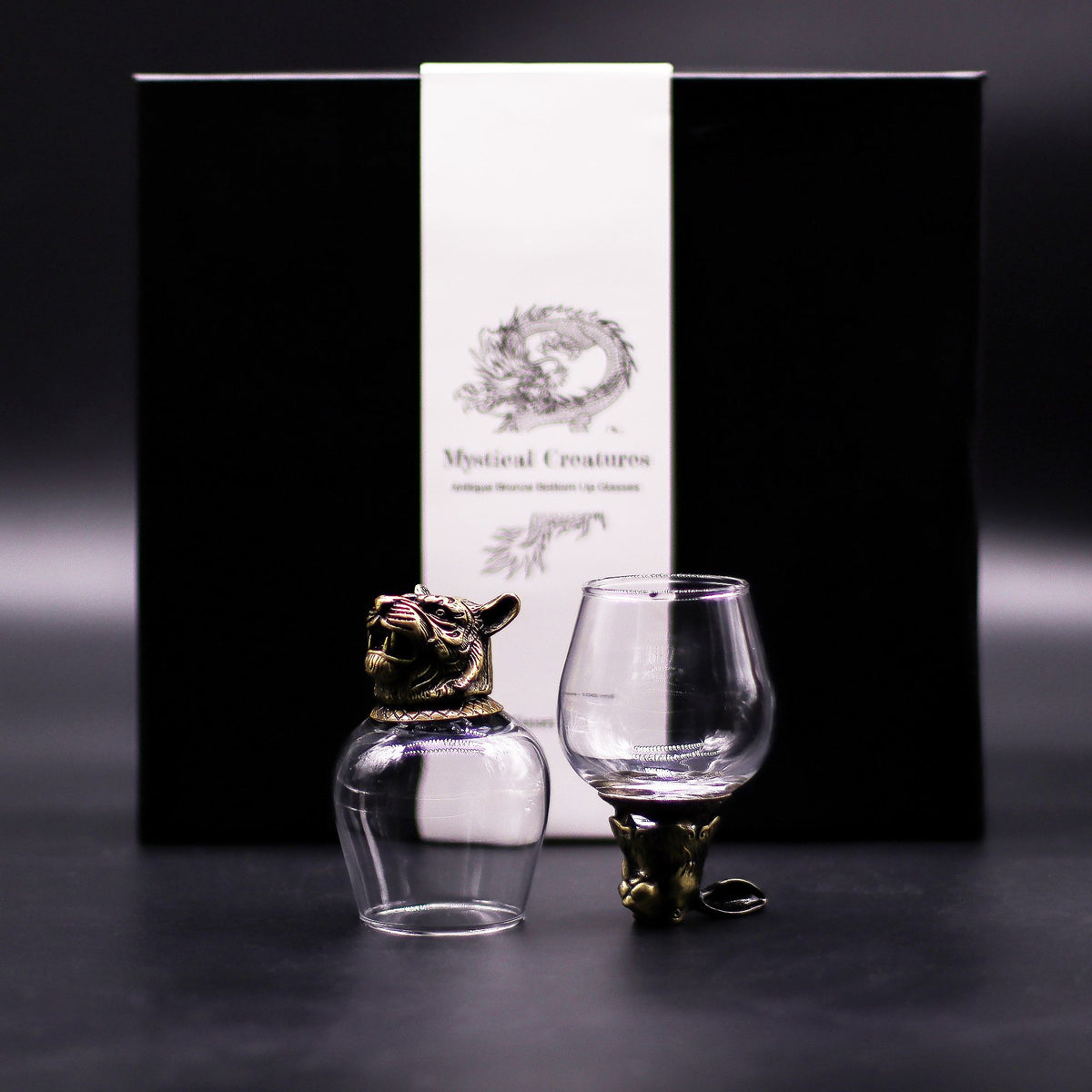 Set of Six Mystical Creatures Glasses, Antique Bronze Effect, 100ml