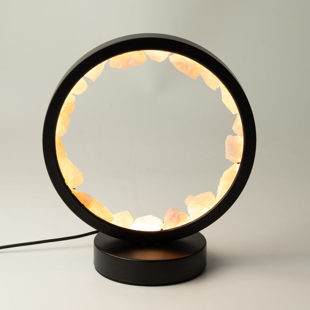 Rose Quartz Gemstone Halo Lamp, USB Powered