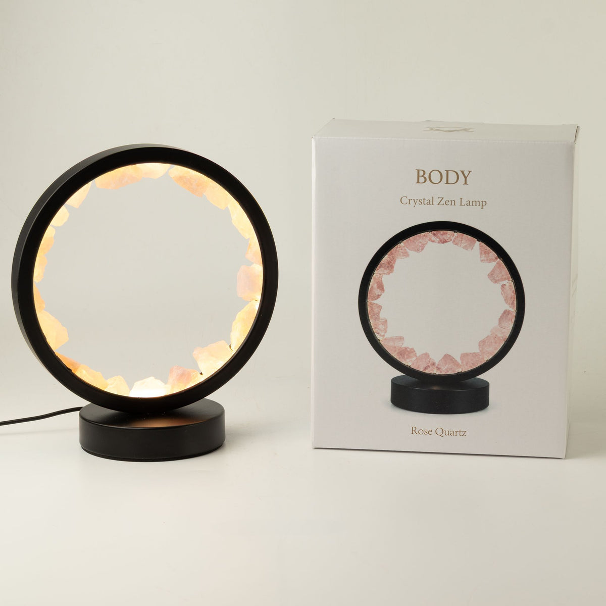 Rose Quartz Gemstone Halo Lamp, USB Powered