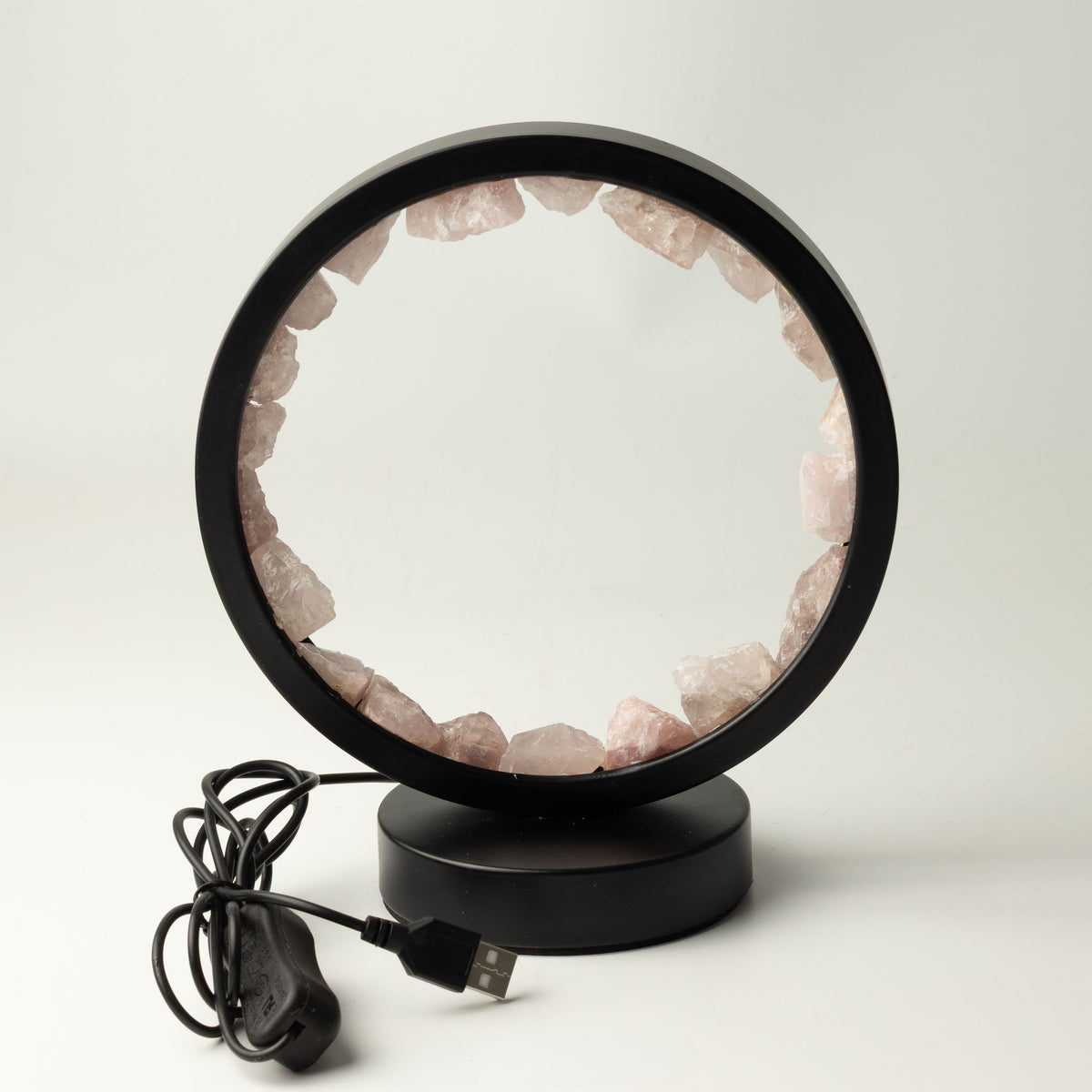 Rose Quartz Gemstone Halo Lamp, USB Powered