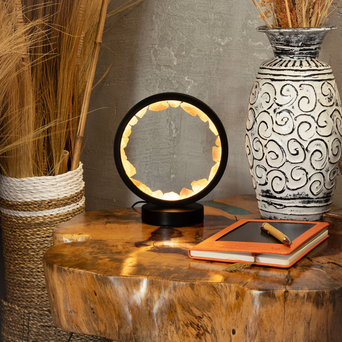 Rose Quartz Gemstone Halo Lamp, USB Powered