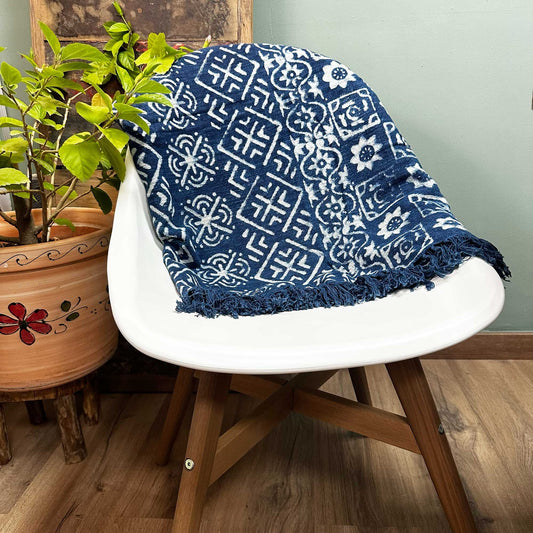 Handmade Indigo Throw, Desi Stripes, 170 x 120cm